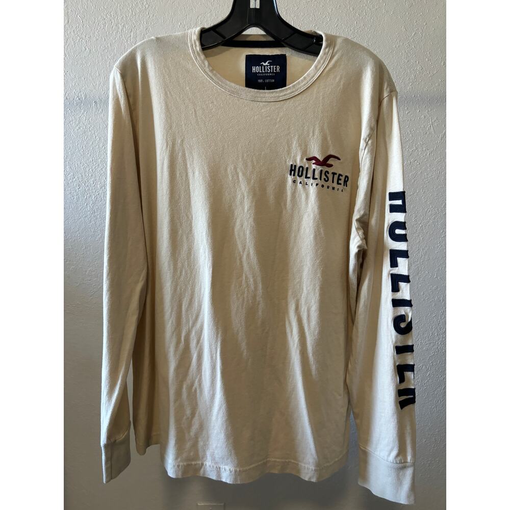 Hollister long sleeved shirt Beige L Pullover embroidered LOGO
